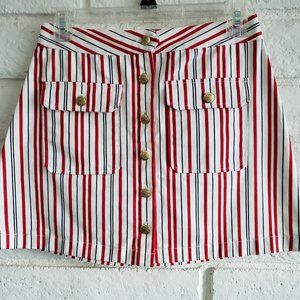 Red and Black Striped Mini Skirt Sz M